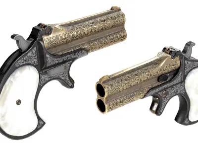 PBR Remington Derringer Low-poly 3D model