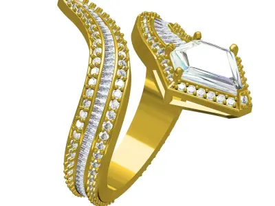 Antique Diamond Snake Ring 3D print model