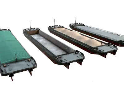 Barges   collection  01 Low-poly 3D model
