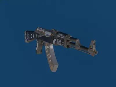 AK-47 Low Poly Game Ready Quad Topology  PBR Textures 3D model