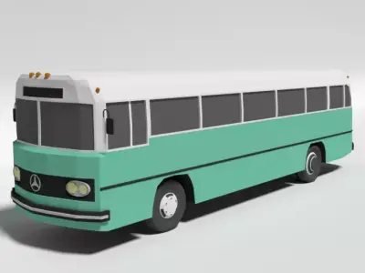 Low Poly Cartoon Retro Bus Low-poly 3D model