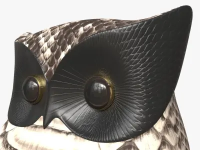 Owl Figurine Leather 3D model