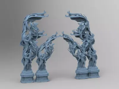 Dantes Inferno Fire dance pillars 6  Low-poly 3D model