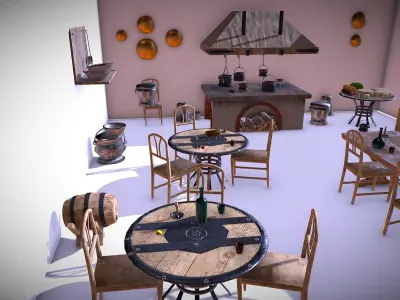 Medieval Kitchen Low Poly AR VR Asset Pack Low-poly 3D model