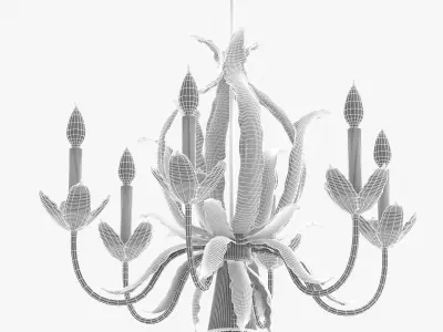 Mid-Century Brutalist Brass Chandelier 3D model