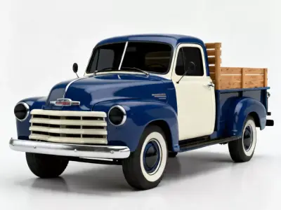 Realistic 1950s Rural Pickup Truck 3D Model Low-poly 3D model