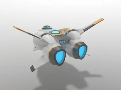 Sci-fi Space Aircraft SA-2 Low-poly 3D model