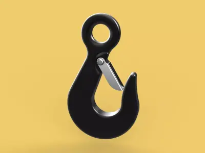 STANDARD EYE HOOK FORGED SINGLE LIFTING CRANE TON HOIST LATCH 3D model