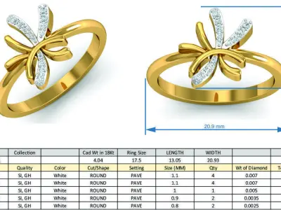 Solitaire Wedding Engagement Ring 3dm STL FBX OBJ Render Details 3D print model