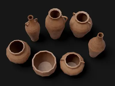Old Clay Pottery Low-poly 3D model