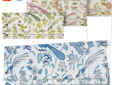 Roman Curtains 62 Fabric Carolina Etsy Schumacher Campagne 3D model