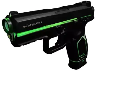 Scifi Pistol Green Sight Matte Black 3D model