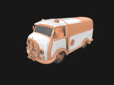Steampunk Van 3D Model RetroFuturistic Victorian Era Low-poly 3D model purchase