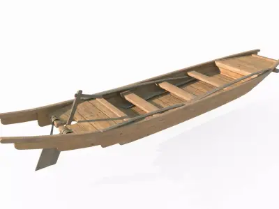 Ancient assault wooden boat 3D model