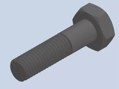 Bolt Partial Thread Hexagonal Head M10x40mm 3D model