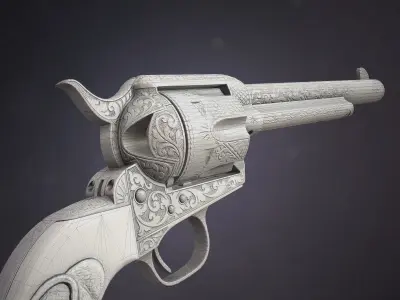 Colt Single Action Army - Peacemaker - Engraved Low-poly 3D model