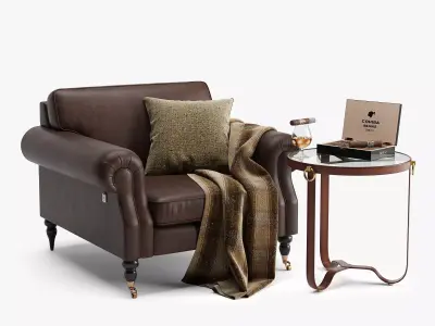 Armchair of Grandpa Low-poly 3D model