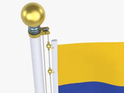 ColombiaFlagStandPoleAnimated 3D model