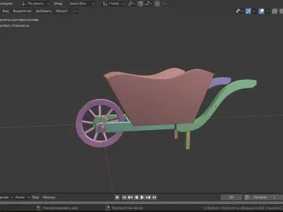 wooden old cart Low-poly 3D model purchase