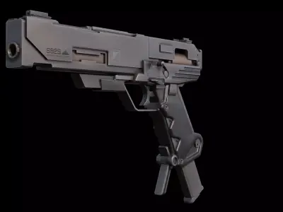 Cyberpunk Energy Pistol PBR Tactical Sidearm FBX Blender Low-poly 3D model