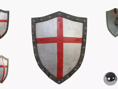 Templar Knight Shield Low-poly 3D model