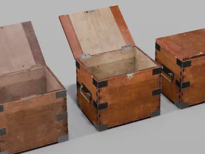 Wooden Box Pack Low-poly 3D model