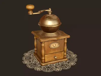 Vintage Coffee Grinder - PBR Game Ready Low-poly 3D model