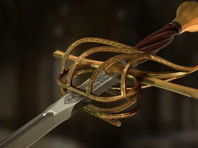 Rapier sword Low-poly 3D model