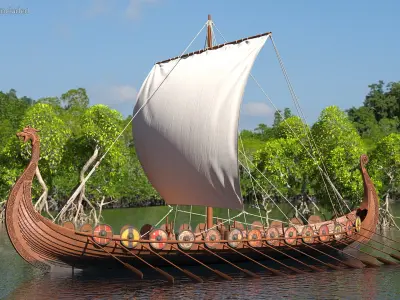  Viking Drakkar Sail Raised 