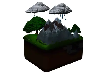 water cycle science project Low-poly 3D model
