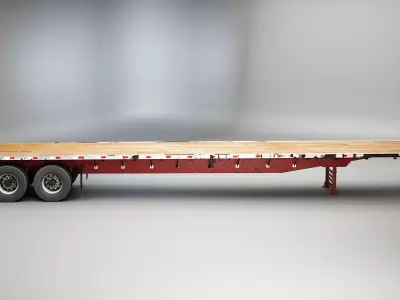 Used Flatbed Semi-Truck Trailer 3D model