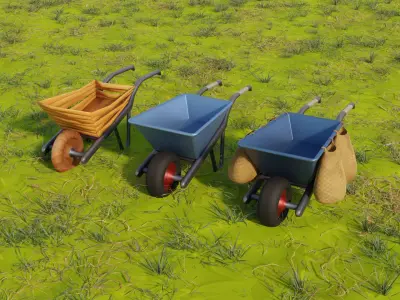 WheelBarrows Stylized Low-Poly Low-poly 3D model