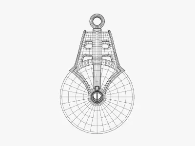 Vintage Wooden Pulley 3D model
