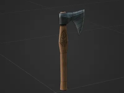 Viking Battle Axe with print on handle Free low-poly 3D model