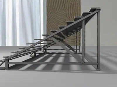 Indoor Gymnasium Bleachers  Low-poly 3D model