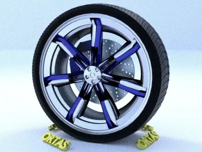 ORTAS CAR RIM 68 GAME READY RIM TIRE AND DISC 3D model
