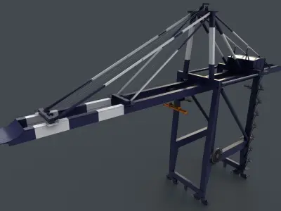 PBR Quayside Container Crane V2 - Blue Dark Low-poly 3D model