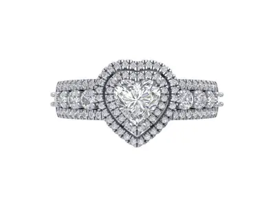 Heart Art Deco Ring 3D print model shop