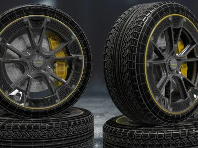 porsche sport car tyre 3D model by Akbarov030
