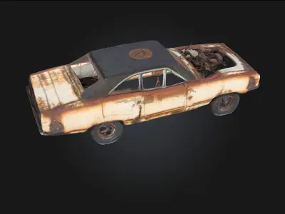 Rusty Muscle Car  Faded Power from the Glory Days 3D model