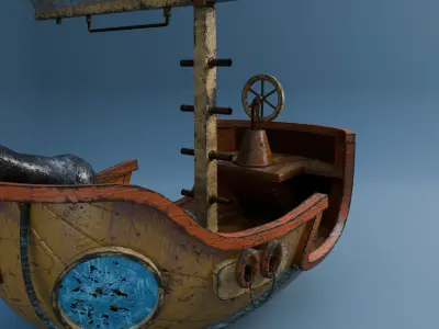 Old Stylized Boat Low-poly 3D model