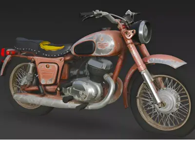 Vintage  rugged scratched broken Motorcycle 3D Model 3D model