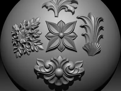 Five Free Ornament Brushes Alphas and 3D Models Free 3D model