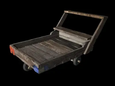 woodcart old wooden cart 3D model