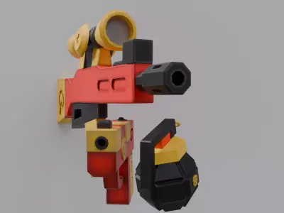 Gun Set Low-poly 3D model