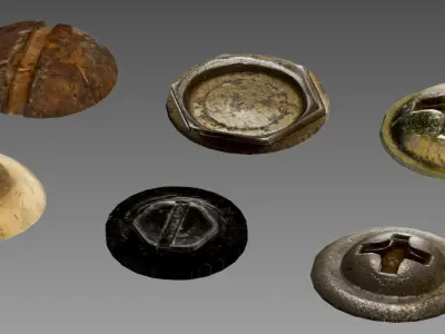 Nails and bolts Low-poly 3D model
