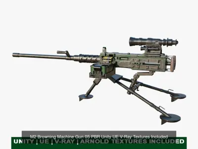 4 Machine gun All PBR Unity UE Textures Included 3D Model Pack