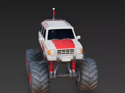 Turbo Toon Monster Truck 3D Model Low-poly 3D model