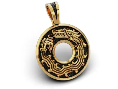 Aztec Quetzalcoatl Dragon Pendant 3D print model