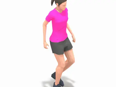 rest Exercise Woman Animation Low-poly 3D model